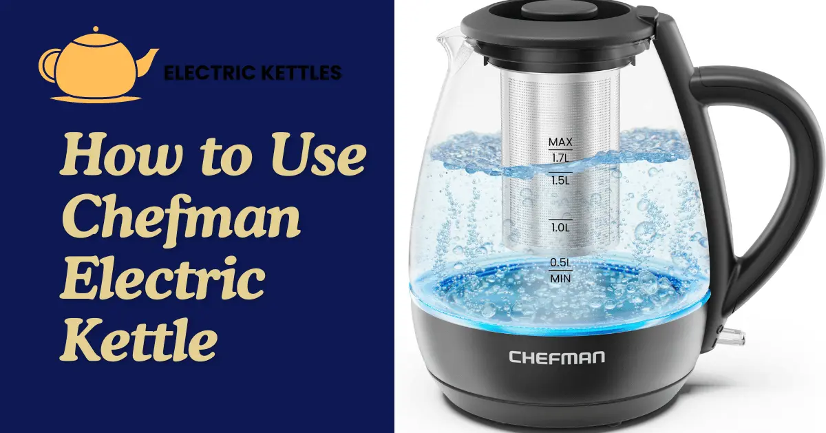 Image of a Chefman Electric Kettle on a kitchen countertop