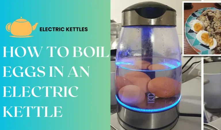 An electric kettle boiling eggs with steam rising